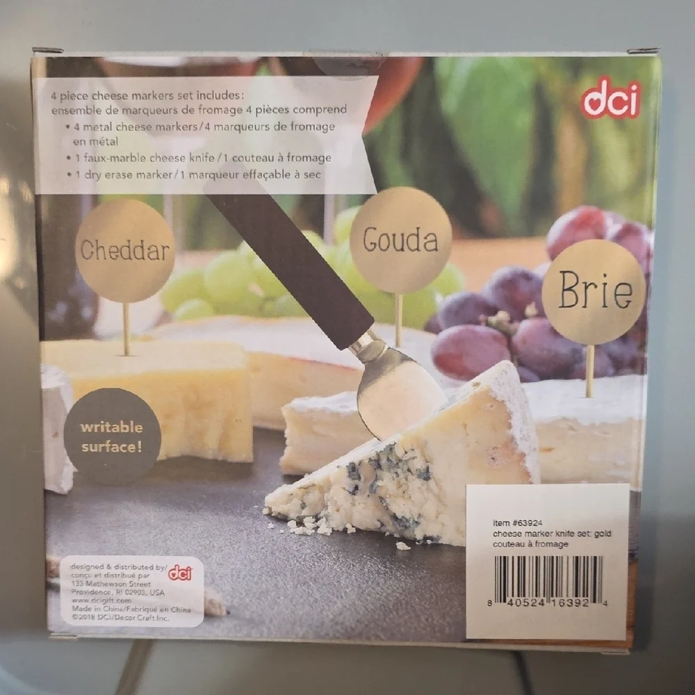 DCI Writable Cheese Markers Set with Wood Handle Knife